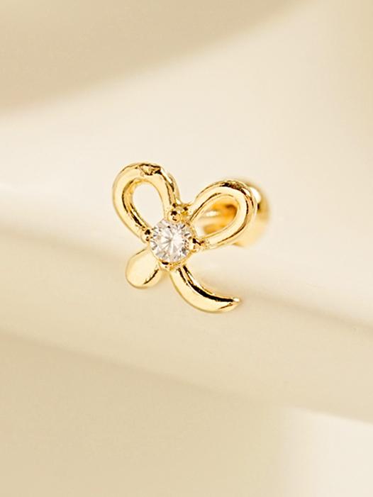 Minimalpiercing 14K Sprout Ribbon Piercing Earrings