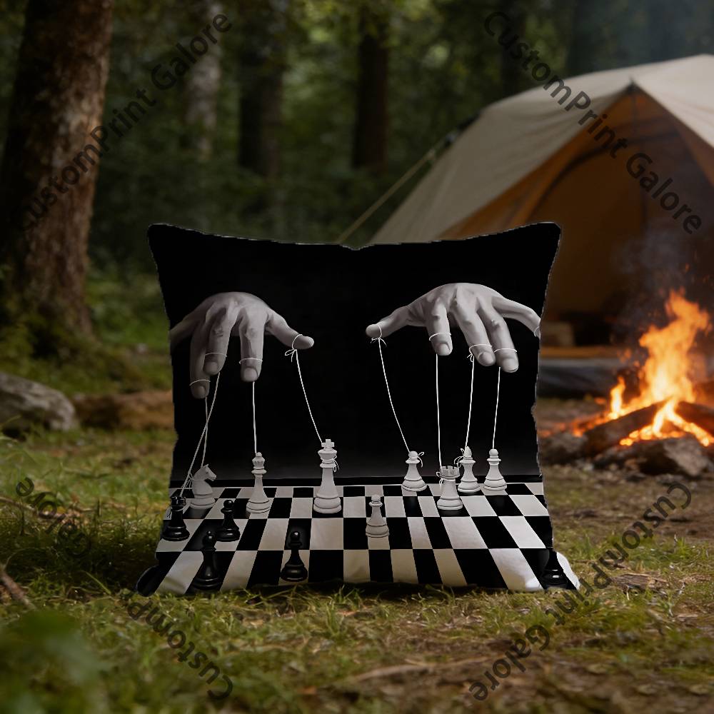 Chess Board HD Print Square Pillow Cover Polyester Lightweight Customizable for Home Office Sofa Decor