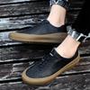 2024 New Two-layer Cowhide Board Shoes Low Top Men's Shoes Summer Casual Black White Leather Flat Shoes Lace-up  Male Sneakers