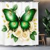3D Butterfly Flower Shower Curtain: Thickened Waterproof Polyester PEVA for Bathroom