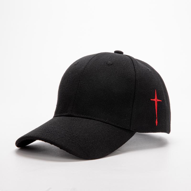 1Pc Korean Solid Color Cross Embroidered Fashionable Men's and Women's Baseball Cap