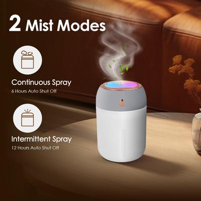 Mini Humidificateur d'Air Portable avec Lumière Colorée Petit Atomiseur d'Air pour Voiture Bureau Chambre Générateur de Brouillard Silencieux Diffuseur