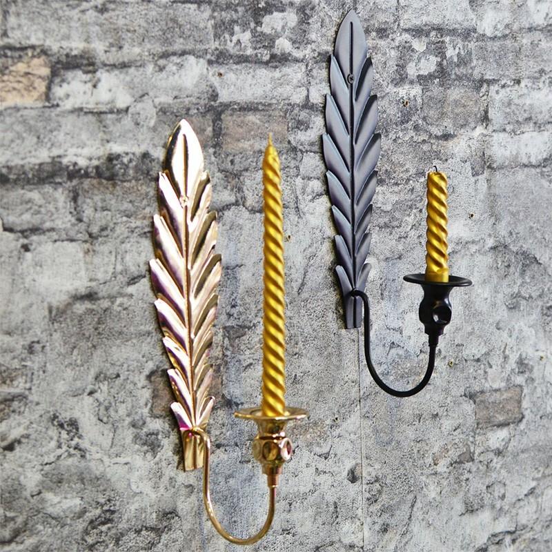 1PC Candle Stands Leafs Iron Birthday Party Candlestick Home Decoration Metal Background Wall Wall Hanging Durables