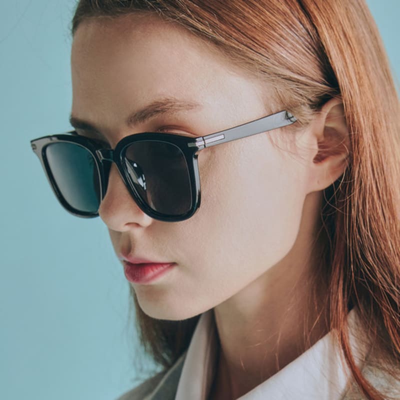 

RECLOW RECLOW F412 BLACK SILVER Polarized Sunglasses FREE