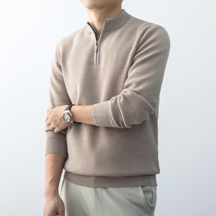 Men's Thickened Plus Velvet Zipper Pullover Knitwear - Autumn/Winter Casual Fashion Long Sleeve