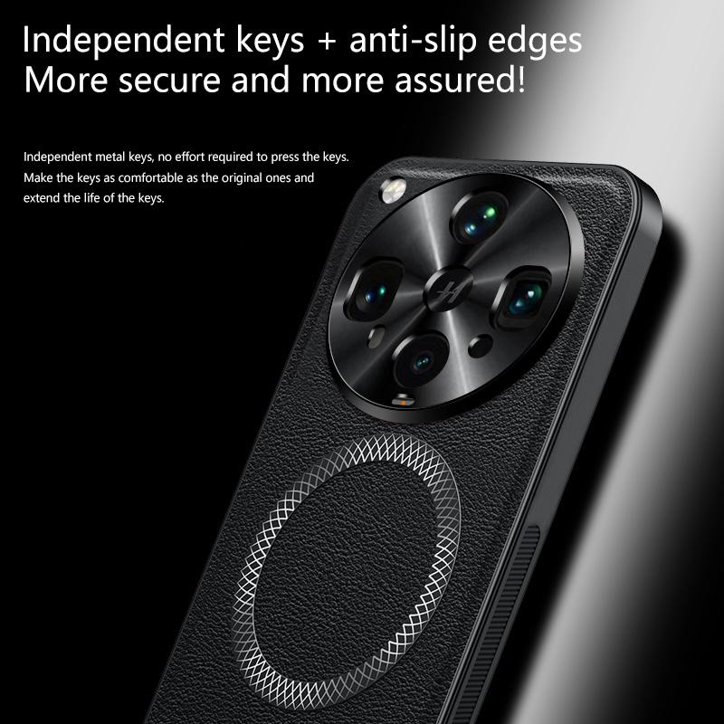 Pro pouzdro Oppo Find X8 Ultra Magnetické Elegantní Kůže Odolné proti opotřebení Objektiv Plně Kryté Protiskluzový Úchop Kryt Okraje Skořepina