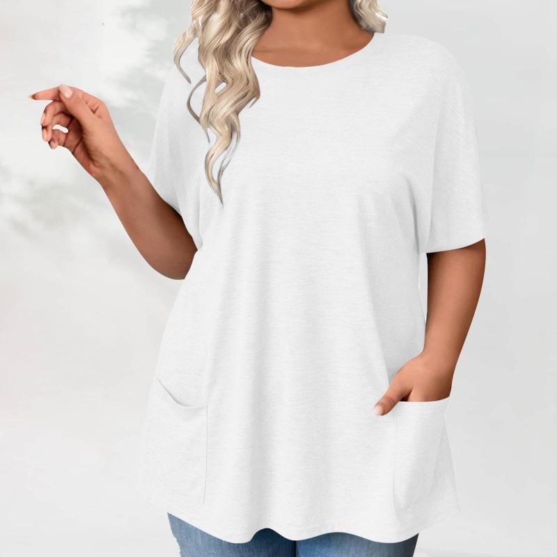 New Summer Women's Plus-size Casual Short-sleeved Loose Solid-color T-shirt