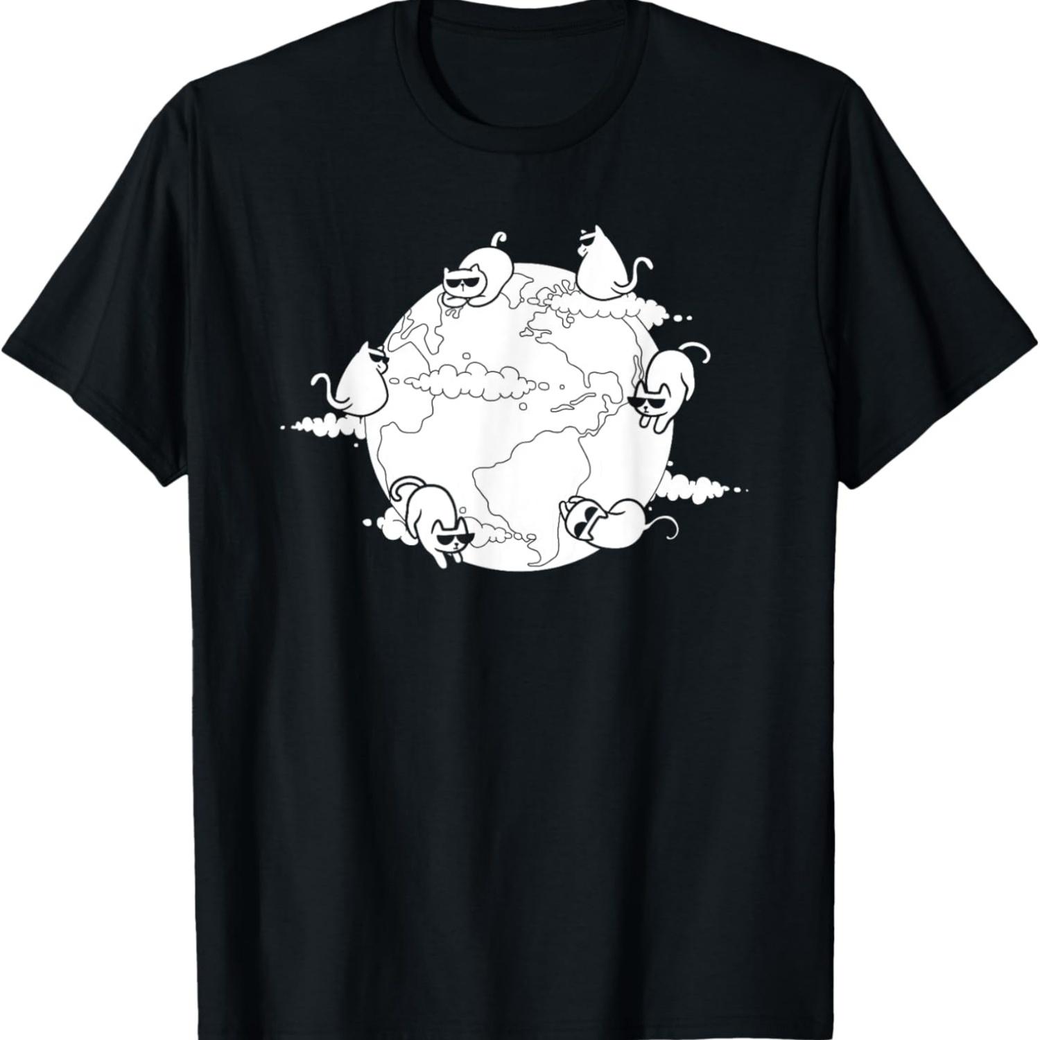 Cat Earth Funny Cat Meme For Cat Lover Cute Cats T-Shirt S