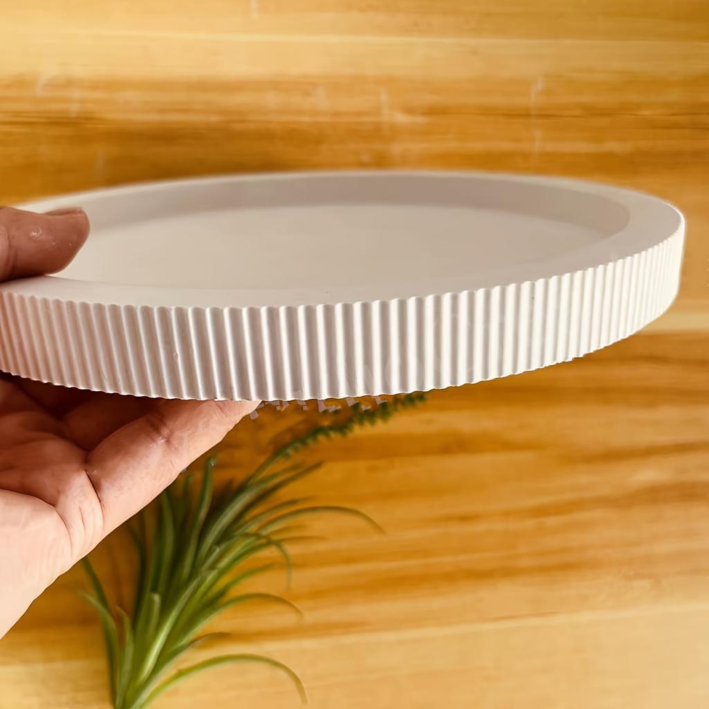 1pc Striped Round Tray Decorative Storage Tray Planter Base Silicone Mold For Resin Plaster Ornament Concrete Silicone Mold