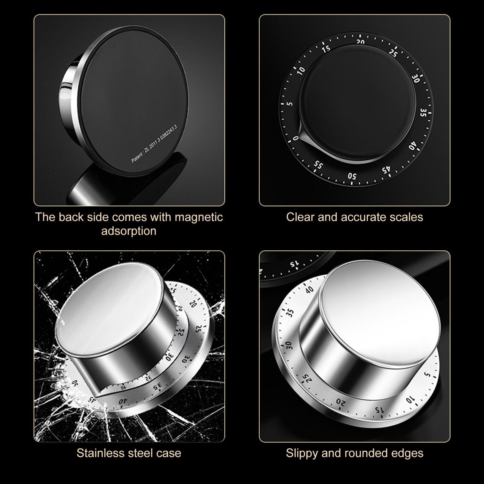 Kitchen Mechanical Timer 304 Stainless Steel Magnetic Suction Chef Cooking Timer Clock