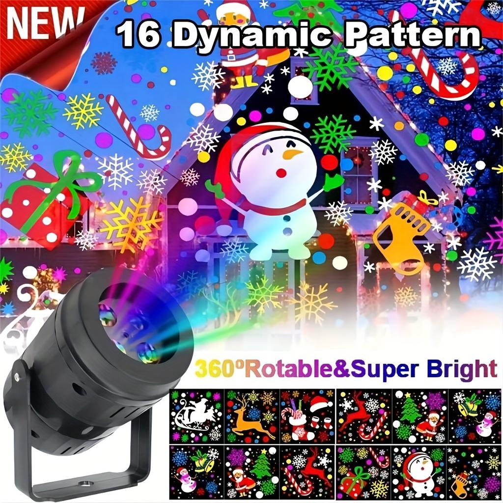 16 Pattern Christmas Projector USB LED Lighting Santa Claus Snowflake Projection Light for NewYear Party Indoor Decor Fairy Lamp