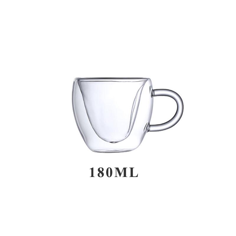 Anti-scald Heart Shaped Glass Cup Double Walled Insulated Glass Coffee Mug Double Wall Glass Clear Unique Insulated with Handle
