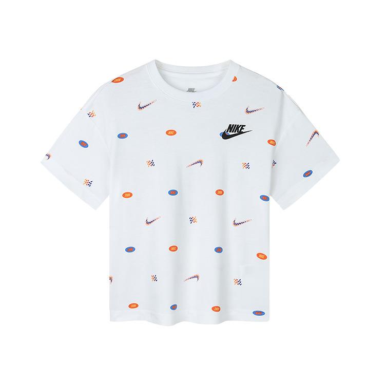 

Nike T-Shirt Round Neck Fashion Gradient Full Print Logo Short Sleeve Kids tops White NY2432002PS-001 5
