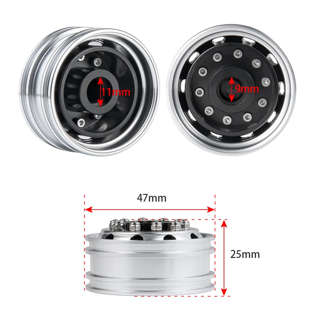 2pieces Fine Workmanship 1/14 RC Truck Rear Wheel Hub Upgrade For 1/14 Car Simulation Style