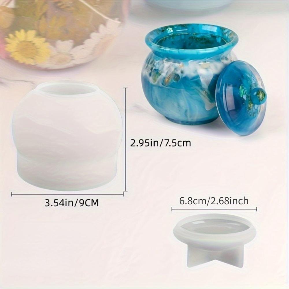 1pz Stampi in silicone per barattoli, stampi in resina per barattoli con coperchio, stampi epossidici per scatola portaoggetti per gioielli fai da te, portacandele, contenitore per caramelle, regali in resina epossidica