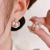 Summer Fresh and Fashionable Zircon Pearl Flower Basket Ear Buckle Women's Niche Design Versatile Earrings