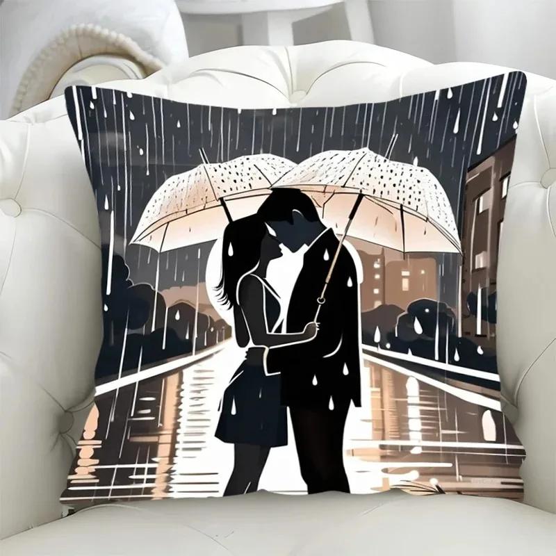 Car Living Room Sofa Cushion Cover Simple Couple Character Scene Pillow Cover Luxury Home Decoration Pillow Cover