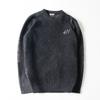 Export Surplus High-Quality Men's Sweater with Cut Tags, Embroidered Long-Sleeve Crew Neck, Winter Korean Style Loose Knitwear for Young Men