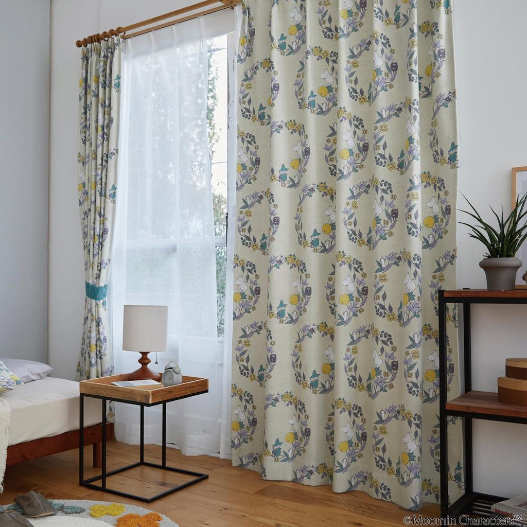 Suminoe MOOMIN Fruit Garden Curtain 1 100 x 135 Y Drape, Panel, cm, 323-76014