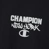Champion Long Sleeve Crew Graphic Logo Print Men's T-Shirt, Basic, C3-Z411, Black, 100% Cotton, Neck,