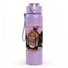 1PC Foreigner vintage building print 750ml colorful plastic sports water bottle leakproof pop up lid with straw for outdoor work home use