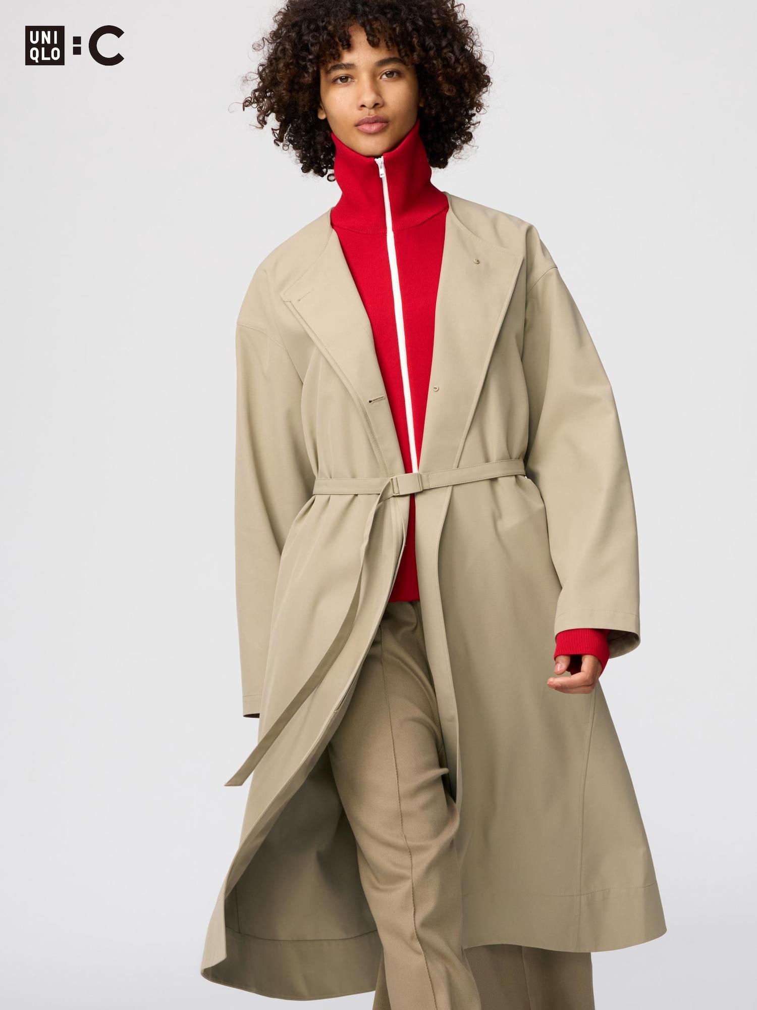 

Uniqlo Япония Длинное пальто без воротника Свободный крой 31 BEIGE/XXL