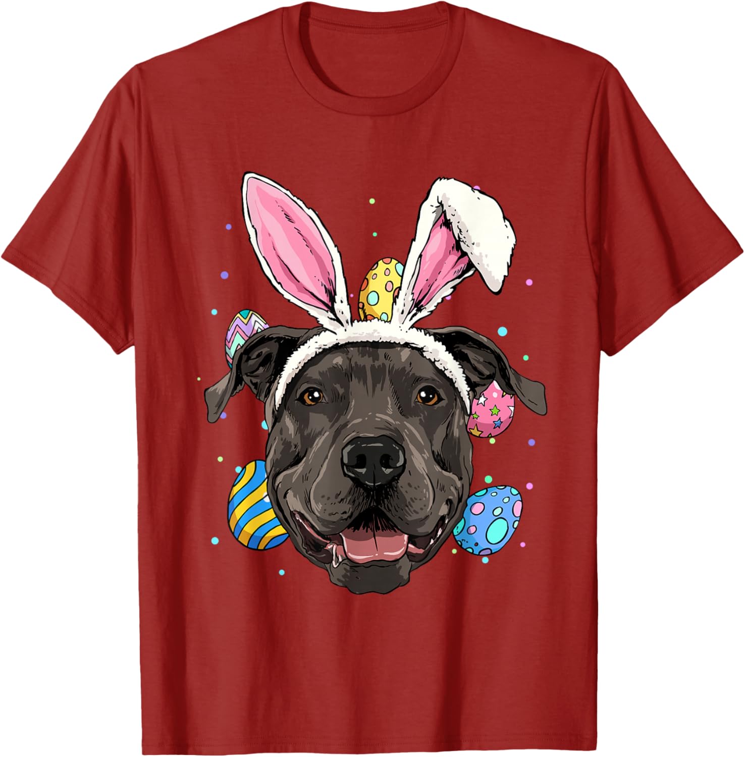 Pitbull Bunny Easter Eggs Graphic Tee Men Women Casual Short Sleeve T-Shirt S