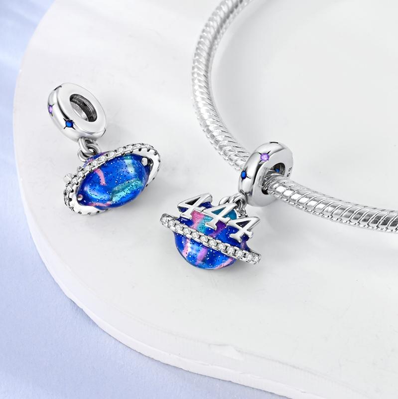 Charms Plata Blue Mysterious Cosmic Planet Pendants Fit Original Bracelets Charms For Women Jewelry Diy Making Gifts