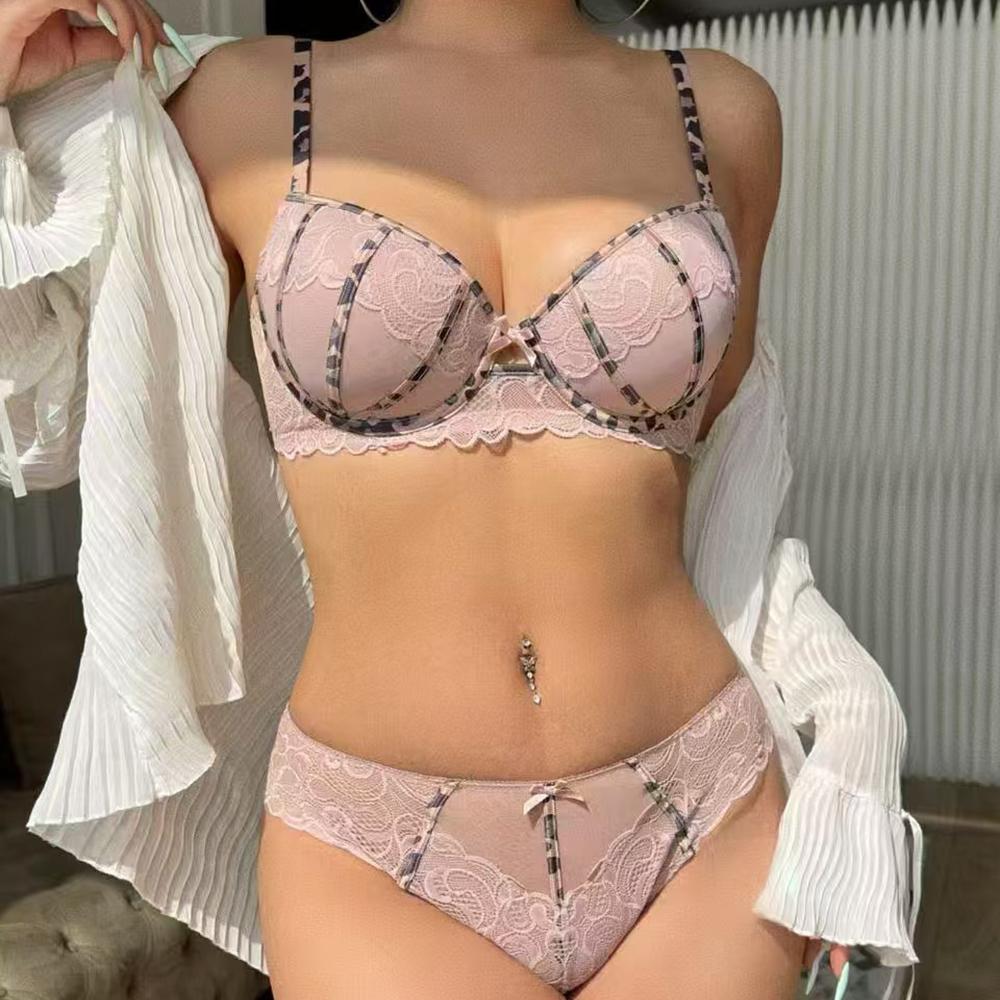 Women’s Intimates Floral Striped Underwear Sets Push Up Bras Sexy Lace Panty Daily Lingerie Set