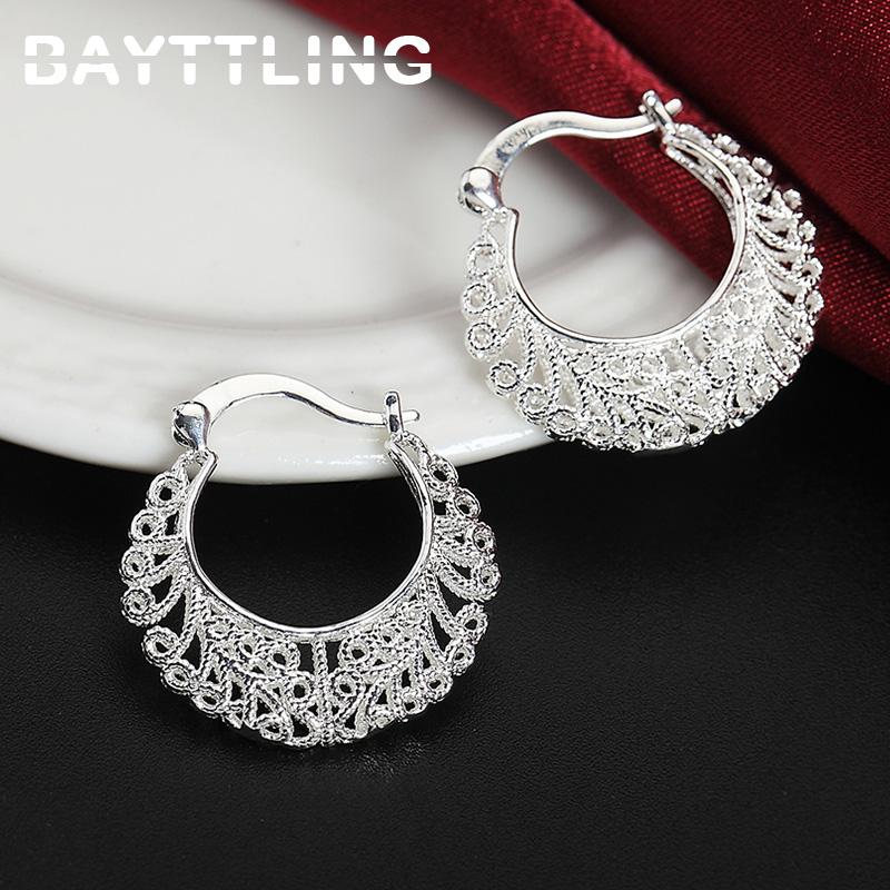 Nieuwe Trend 925 Sterling Zilver Fijne Holle Ronde Creolen Voor Mode Vrouwen Charme Feest Sieraden Cadeau Punk Oorbellen