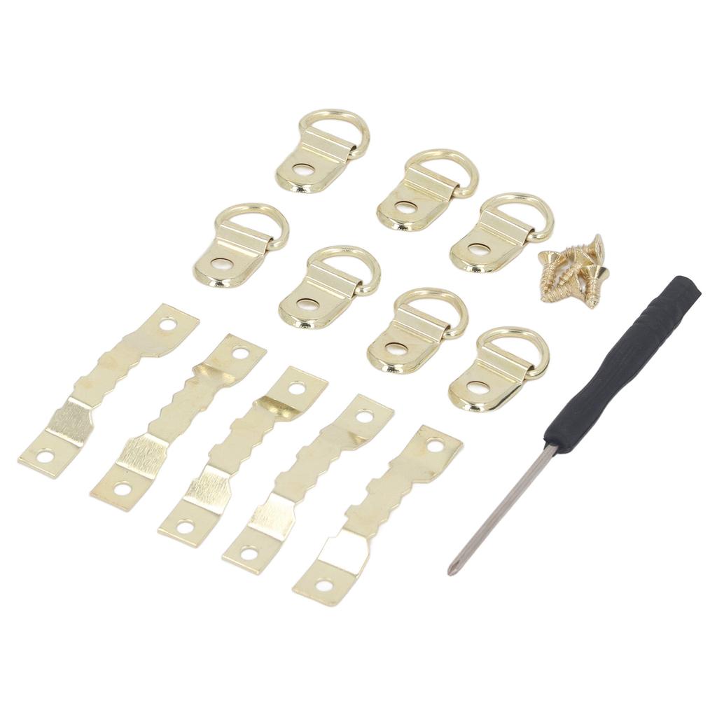 251 Pcs D Ring Picture Frame Hangers Firm Stable Photo Hanging Hardware Set with Serrated Hooks for Picture Frame