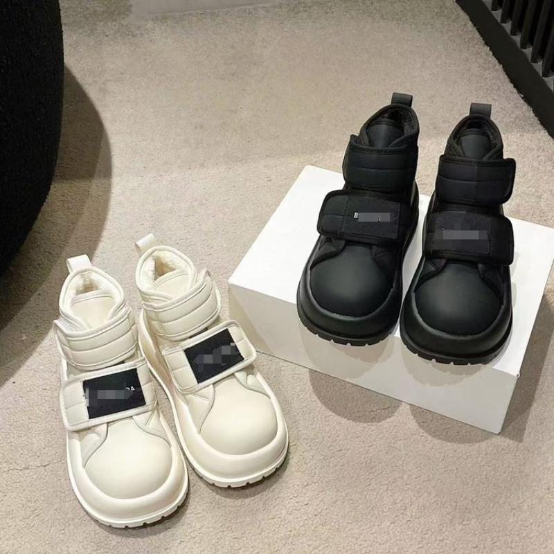 Warm Thick-soled Snow Boots, Velcro and Fleece High-top Cotton Shoes, Bread Ankle Boots for Women
