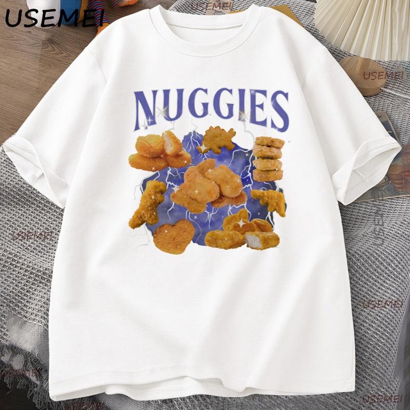 Chicken Nugget TShirt Funny 90s Concert Tee Weird Stuff Meme T Shirt Christmas Gifts Unisex Women Cotton Short Sleeve Graphic Tee