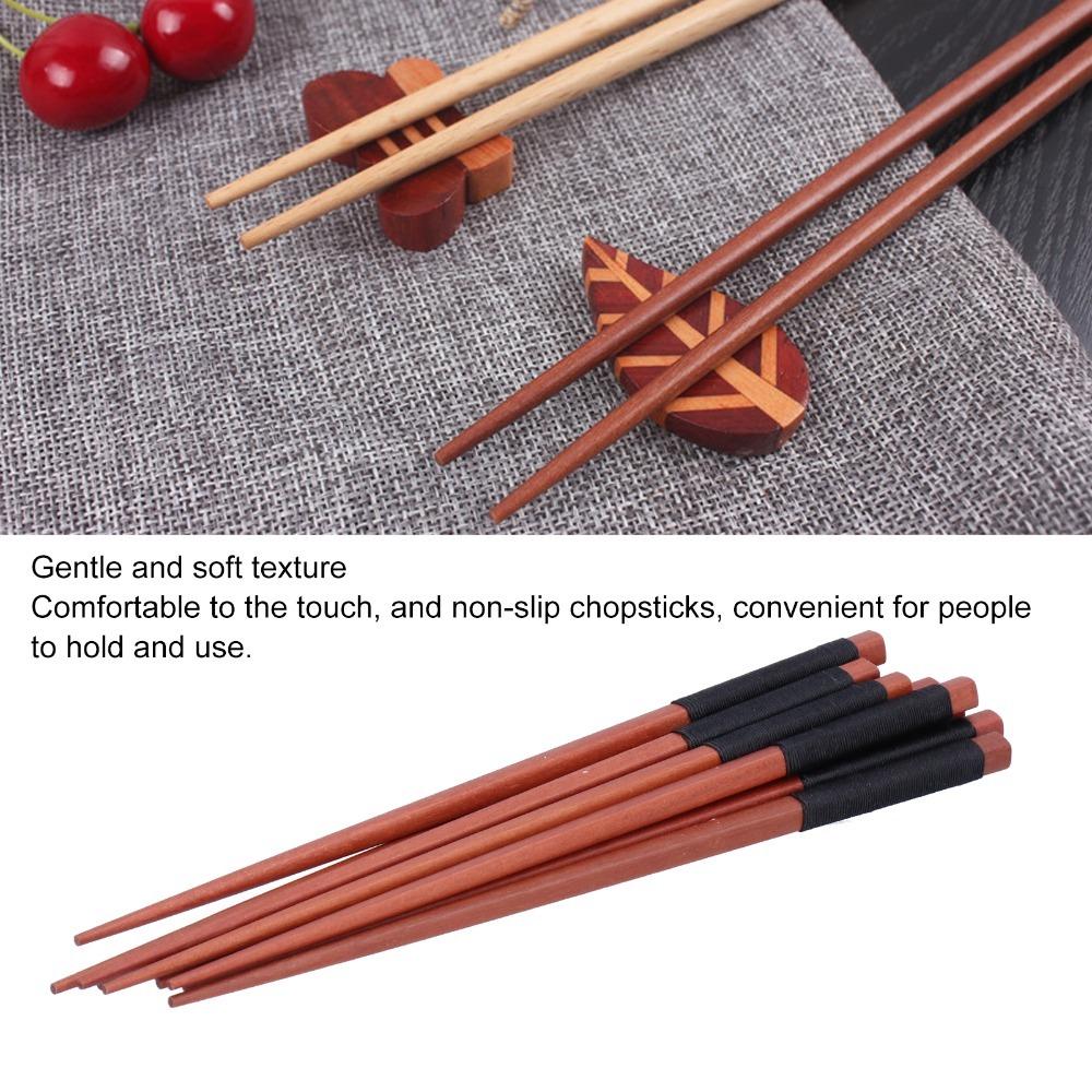 5Pairs Wrapped Twine Handle Anti-slip Chopsticks Slender Retro style Chopsticks Home Dining