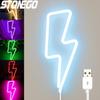 Creative LED Lightning Shape Festival Home Atmosphere Lamp Stylish Neon Style Multicolor Light Decor