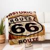 Historic Route 66 Metal Sign Wall DecorBlanket Flannel Throw Blanket for Sofa, Bed, Travel, Camping, Office, Couch, Chair, And Bed Gift for
