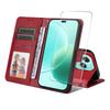 For Honor 400 Lite PU Leather Wallet Case ENKAY HAT PRINCE Phone Stand Cover with Tempered Glass