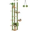 Cactus Cat Tree Floor To Ceiling Cat Tower Adjustable Height with Cat Condo Cozy Hammock and Scratching Post Tall Activity Tree