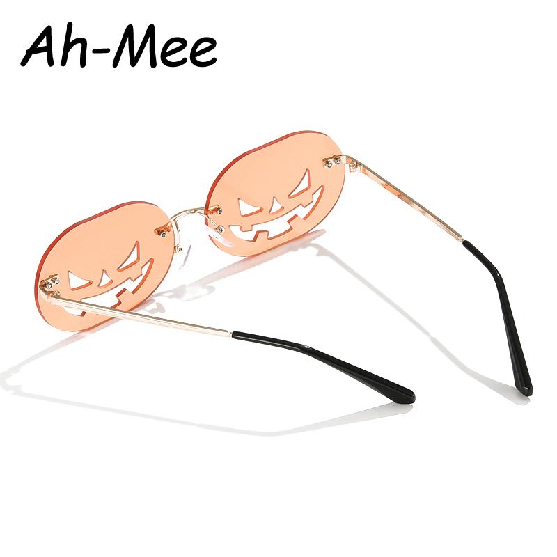 Rimless Pumpkin Shape Sunglasses Women Men Oval Alloy Frame Sun Glasses Female Pumpkin Punk Eyeglasses