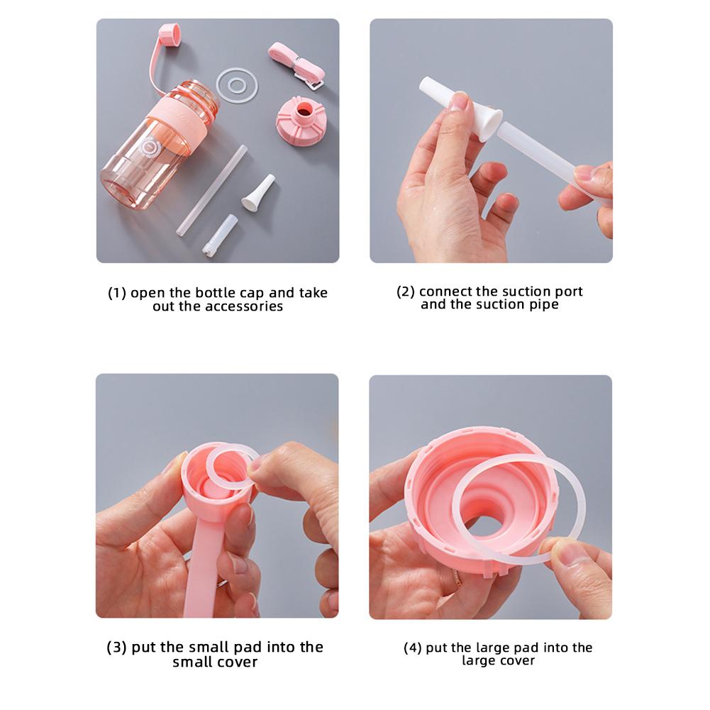 Bärbar Vattenkopp 1000ml Stor Kapacitet Sportmuggar Med Sugrör Vattenflaska Med Skala För Fitness Gymmet Camping