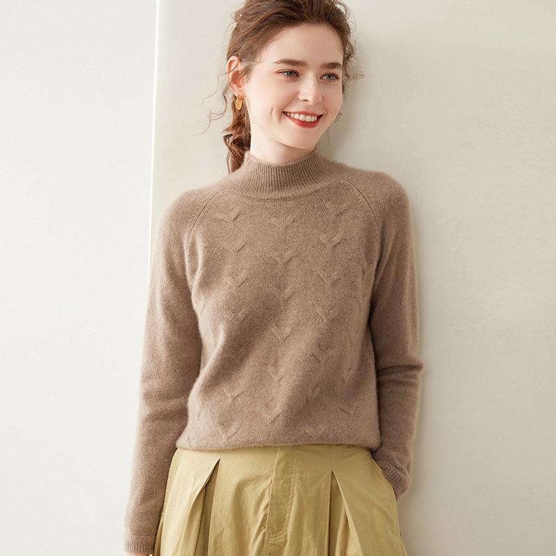 

Женский кашемировый трикотажный свитер высокого класса - Зимнее тепло с полувысоким воротником L