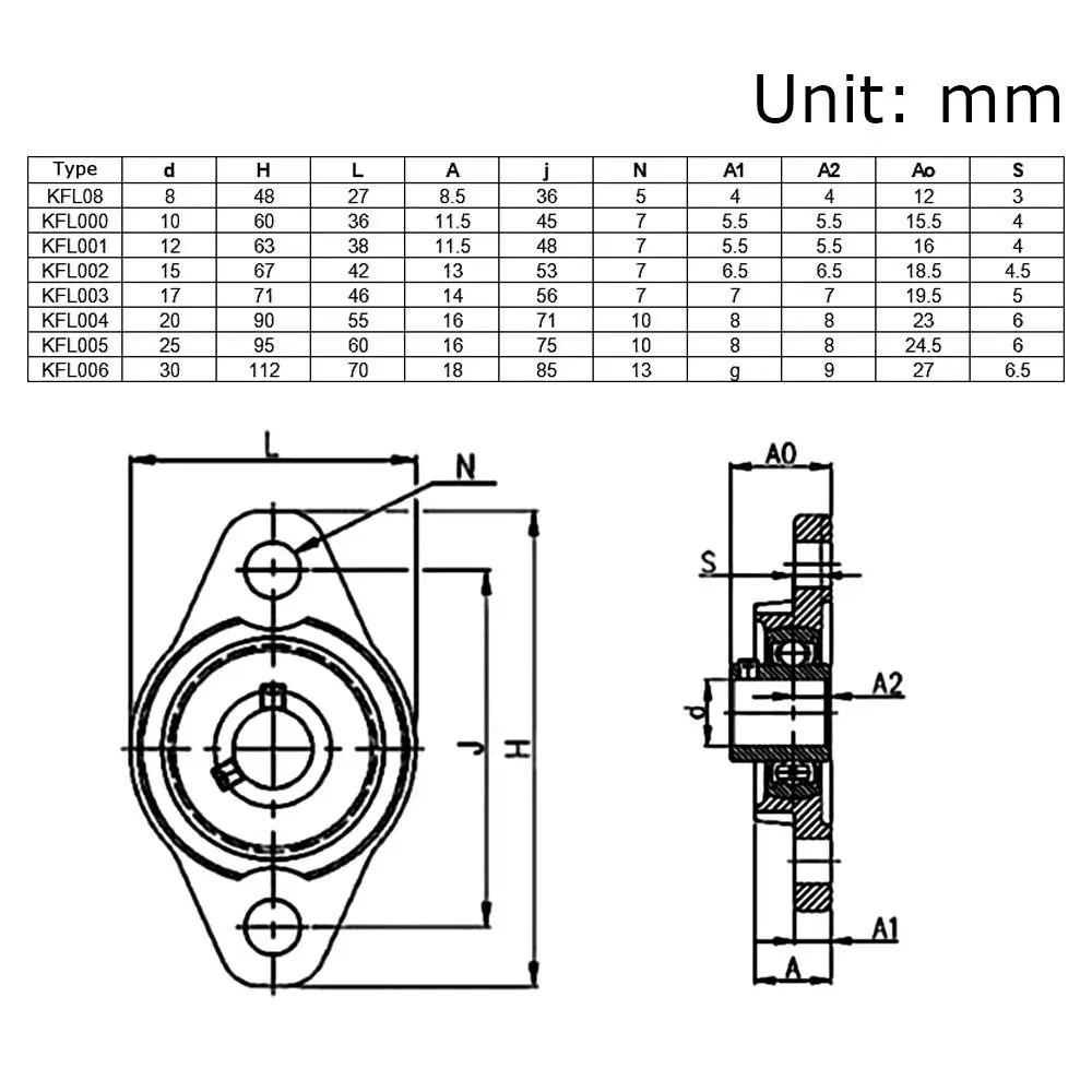 Insert Linear Shaft 8mm 10mm 12mm 15mm Rhombic ZINC Alloy Pillow Block Bearing KFL08 KFL10 KFL12 KFL15 Thrust Bearing