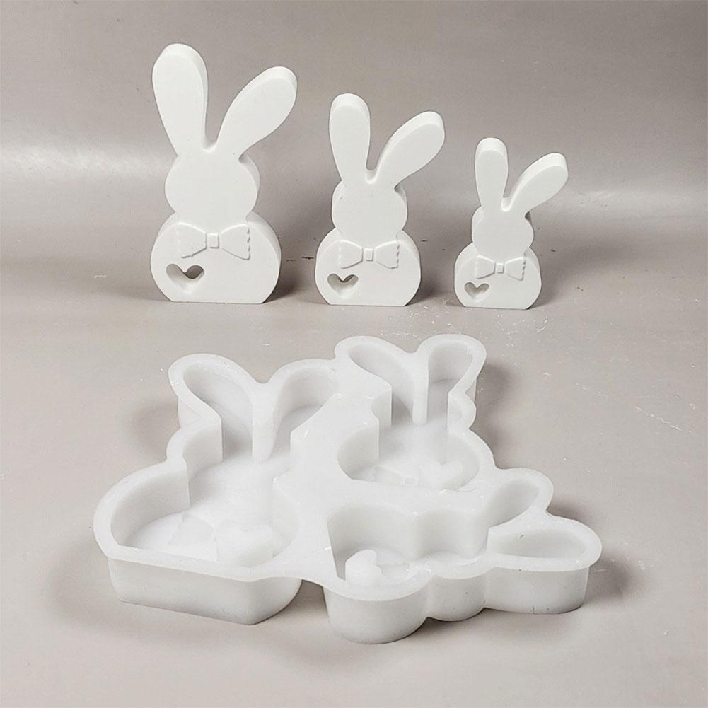DIY Easter Bunny Silicone Mold Cute Rabbit Resin Mold Concrete Molds for Easter Table Decor