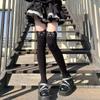 Podzimní a zimní návleky na nohy Lolita Kawaii Dlouhé přes stehno Silné ponožky Dámské Kreslené Černé Pletené Teplé Ponožky nad kolena pro ženy