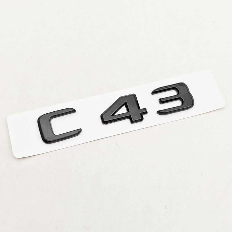 1pc 3D ABS C43 Logo Letters BITURBO 4MATIC Badge Car Rear Sticker Emblem For Mercedes Benz AMG W205 W206 Decorative Accessories