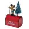 Christmas Mailbox Ornament Metal Mailbox Hanging Decoration with 3D Snowman Santa Elk Tree Figurine Iron Art Letter Box for Tree Home Decor