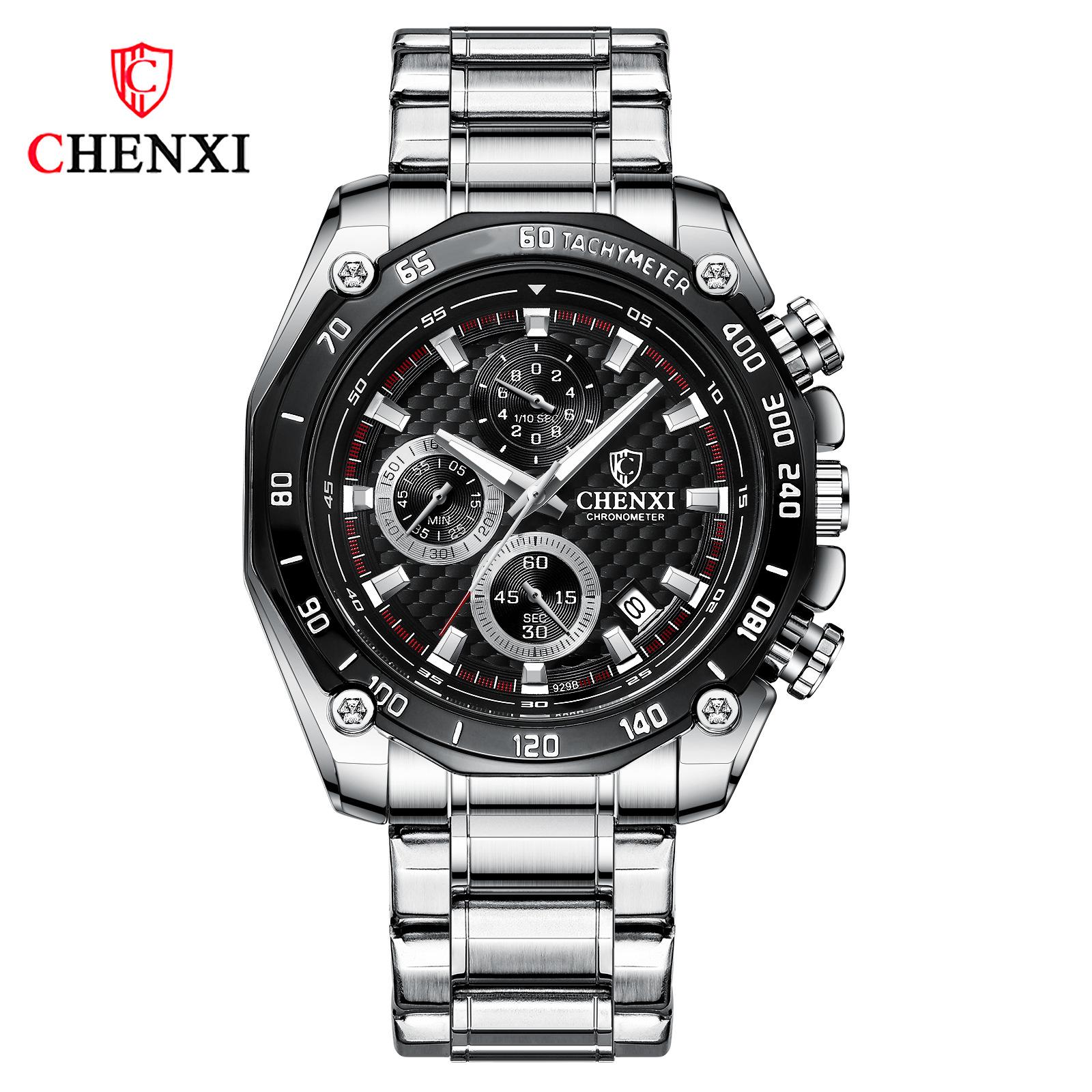 

Новые роскошные мужские часы ТОП-бренда с коробкой, мужские модные часы-календарь, мужские многофункциональные стальные часы, мужские кварцевые часы чёрный