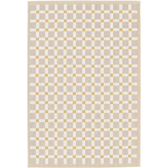 Tapis extérieur intérieur damier moderne jaune et beige 160x230
