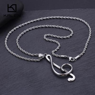 The Treble Clef G Musical Stainless Steel Pendant Necklace For Men Women Charm Chain Couple Jewelry