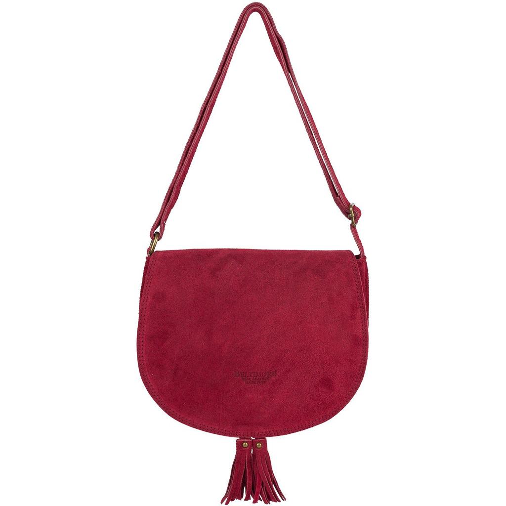 Suede Saddlebag Messenger Bag for Women Italian Leather Soft Burgundy B66